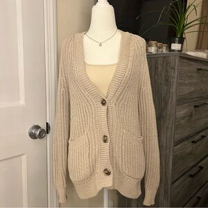 Madewell Beige Ribbed Cardigan Sweater